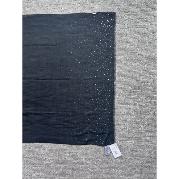 NWT Fraas Wool Cashmere Blend Crystal Embellished Sheer Black Scarf 80” X 30” - Picture 6 of 6